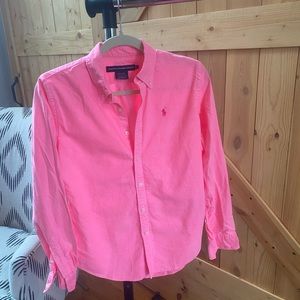 Ralph Lauren Sport Women’s Button Down Pink Polo - Long Sleeve